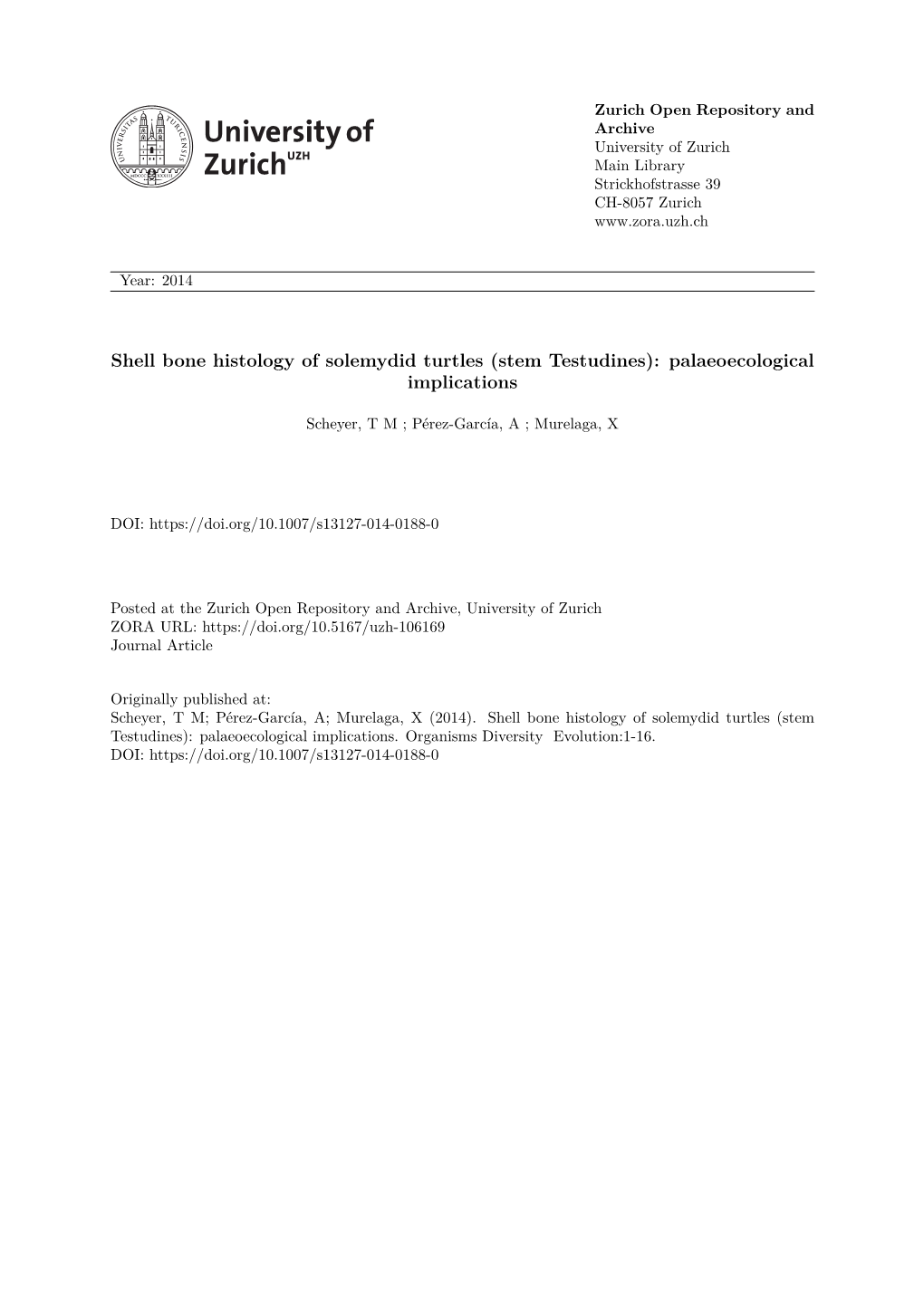 Shell Bone Histology of Solemydid Turtles (Stem Testudines): Palaeoecological Implications