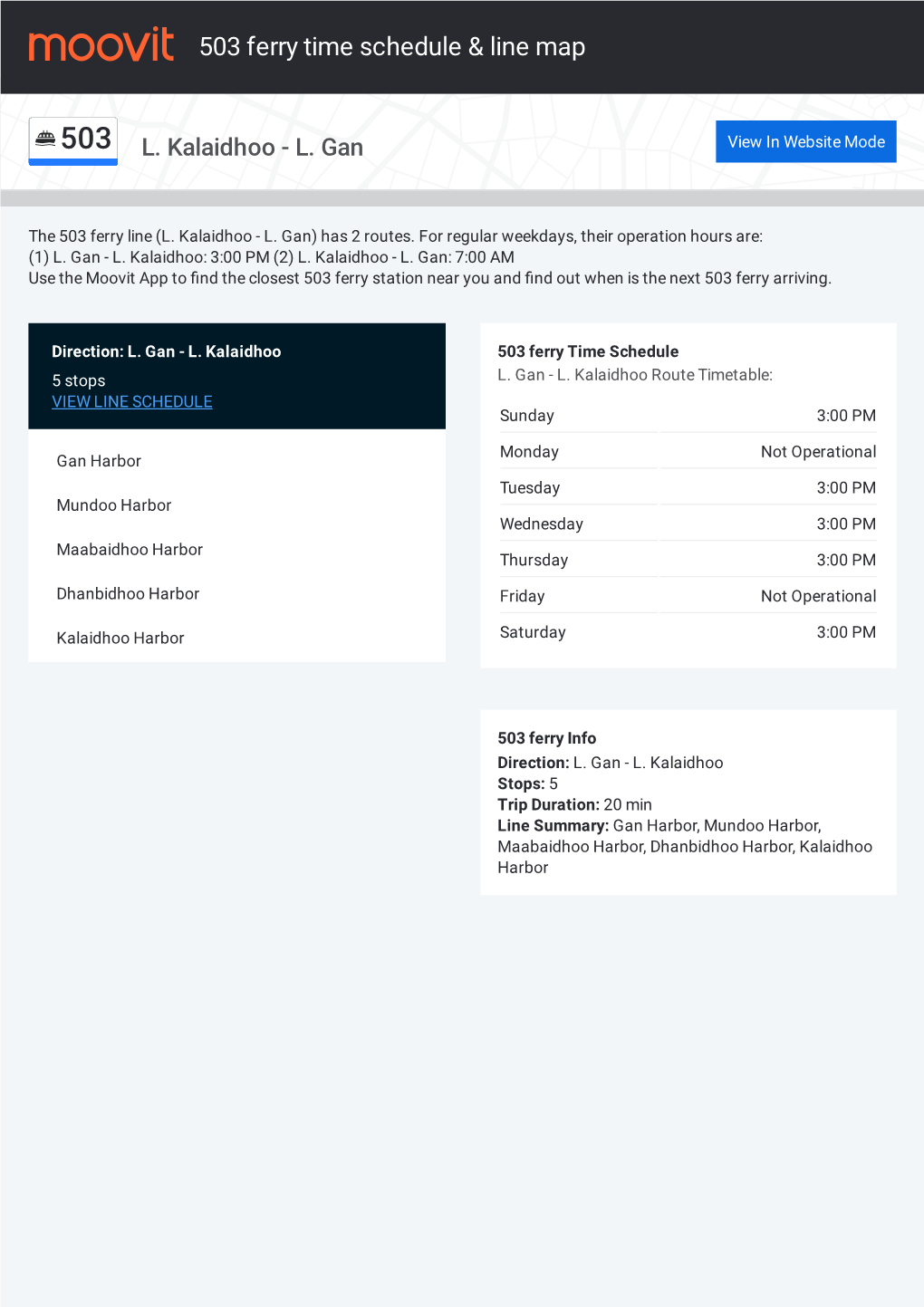 503 Ferry Time Schedule & Line Route