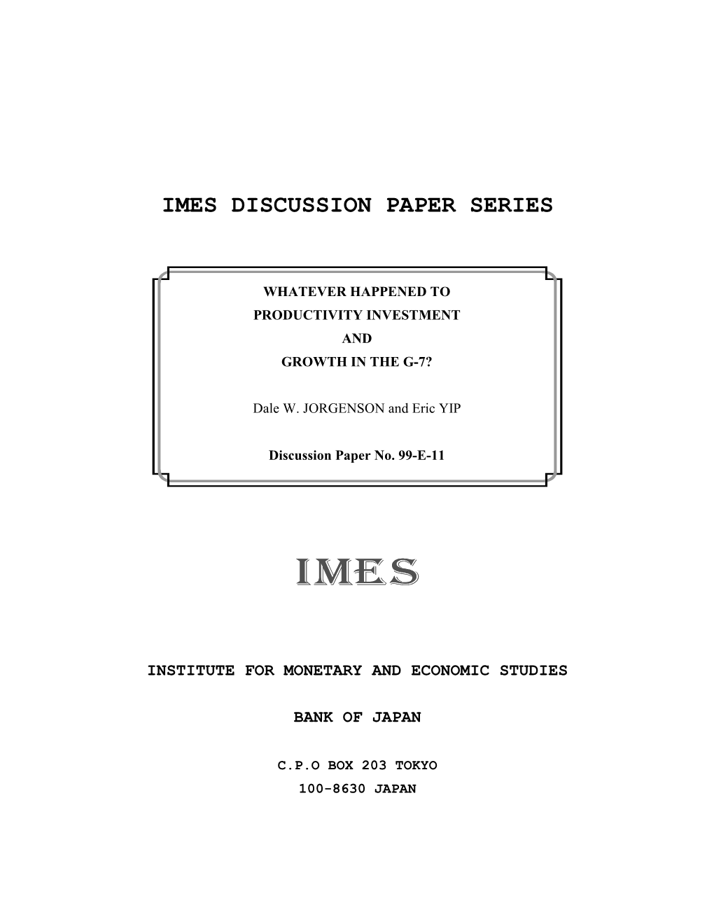 Imes Discussion Paper Series