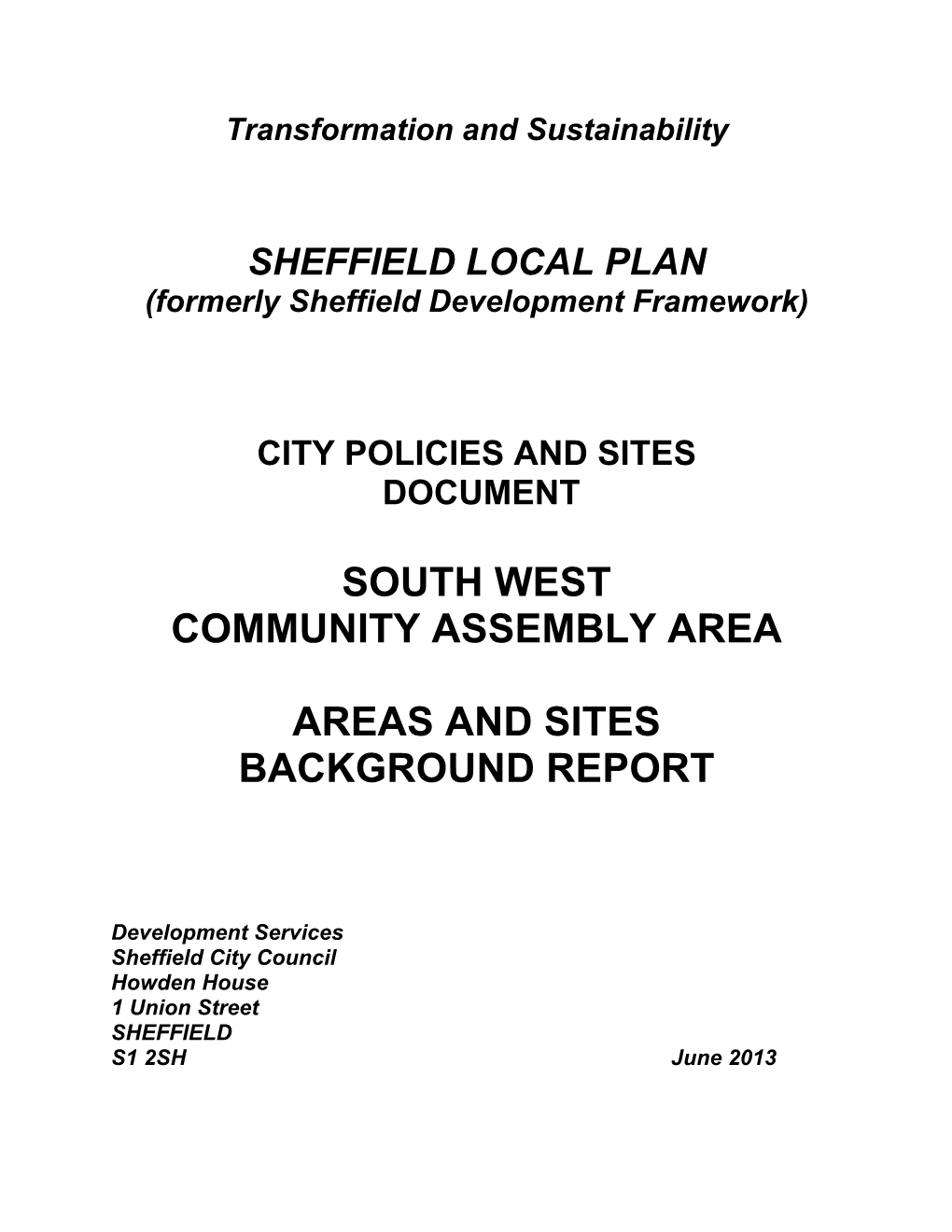 South West Community Assembly Area Areas And