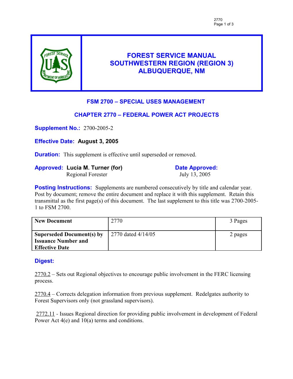 Fsm 2700 Special Uses Management s2