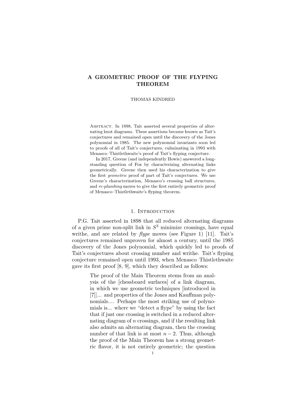 A Geometric Proof of the Flyping Theorem