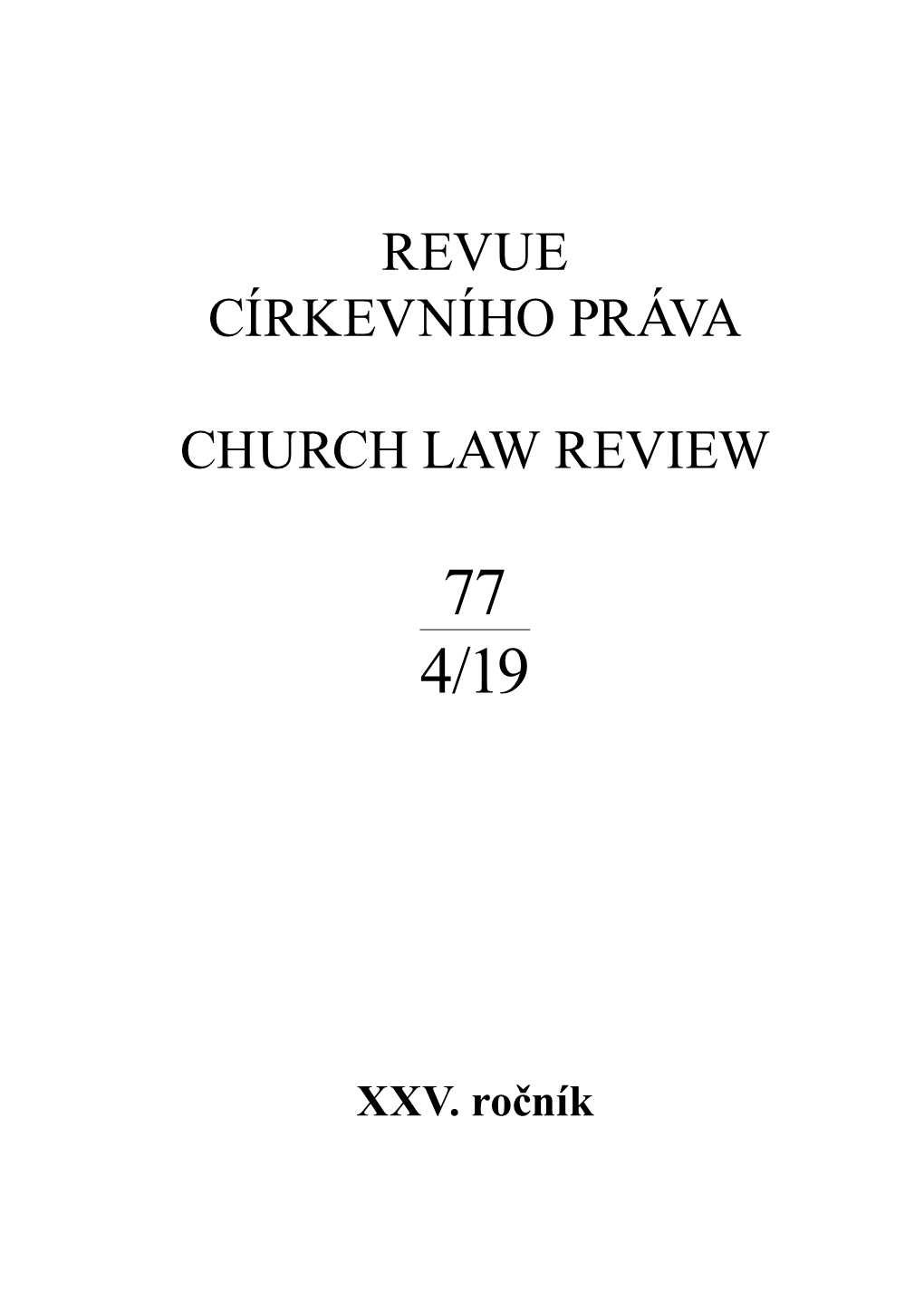 Revue Církevního Práva Church Law Review