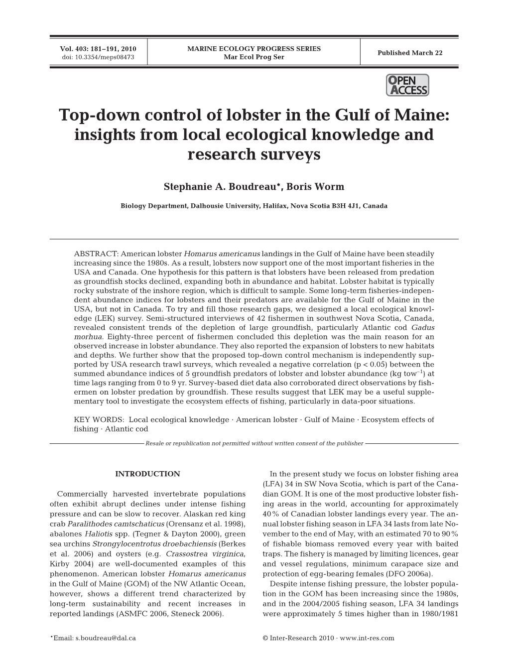 Marine Ecology Progress Series 403:181