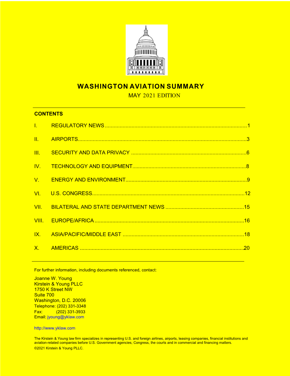 Washington Aviation Summary May 2021 Edition