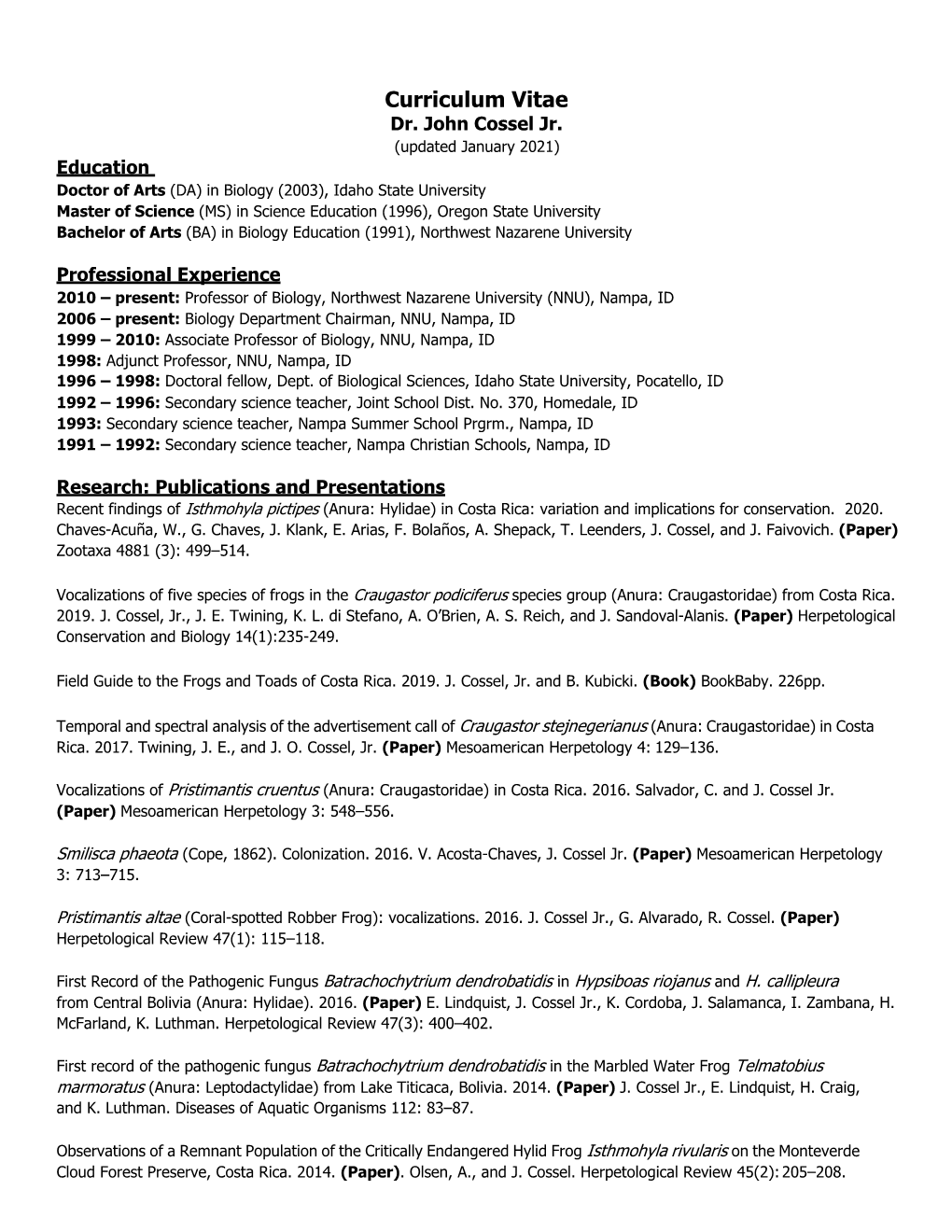 Curriculum Vitae Dr