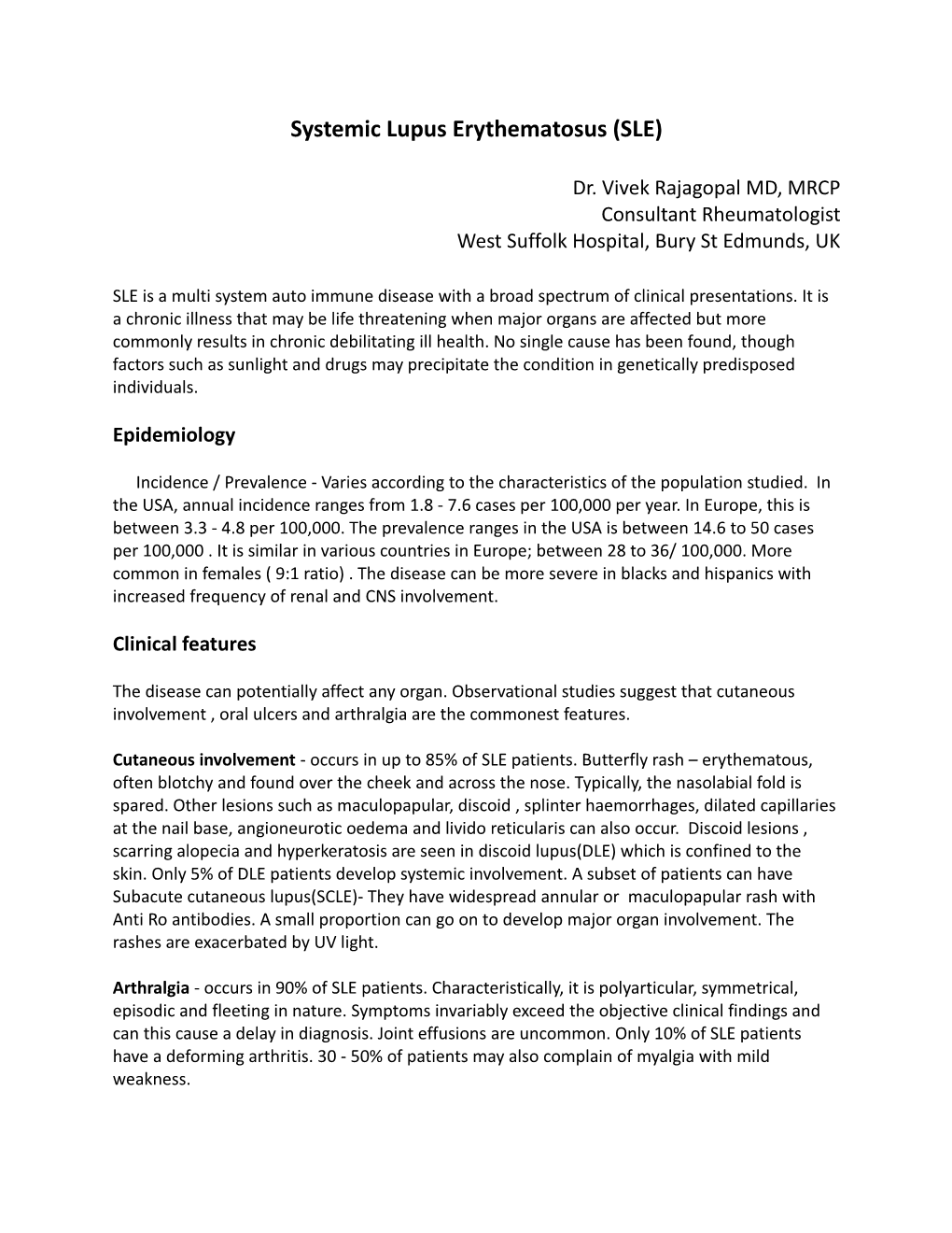 Systemic Lupus Erythematosus (SLE)