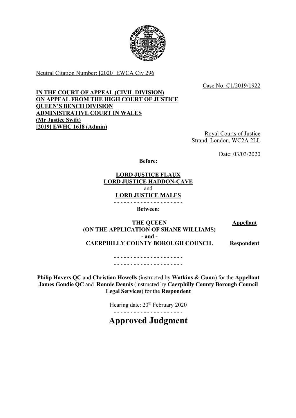 Court of Appeal Judgment Template