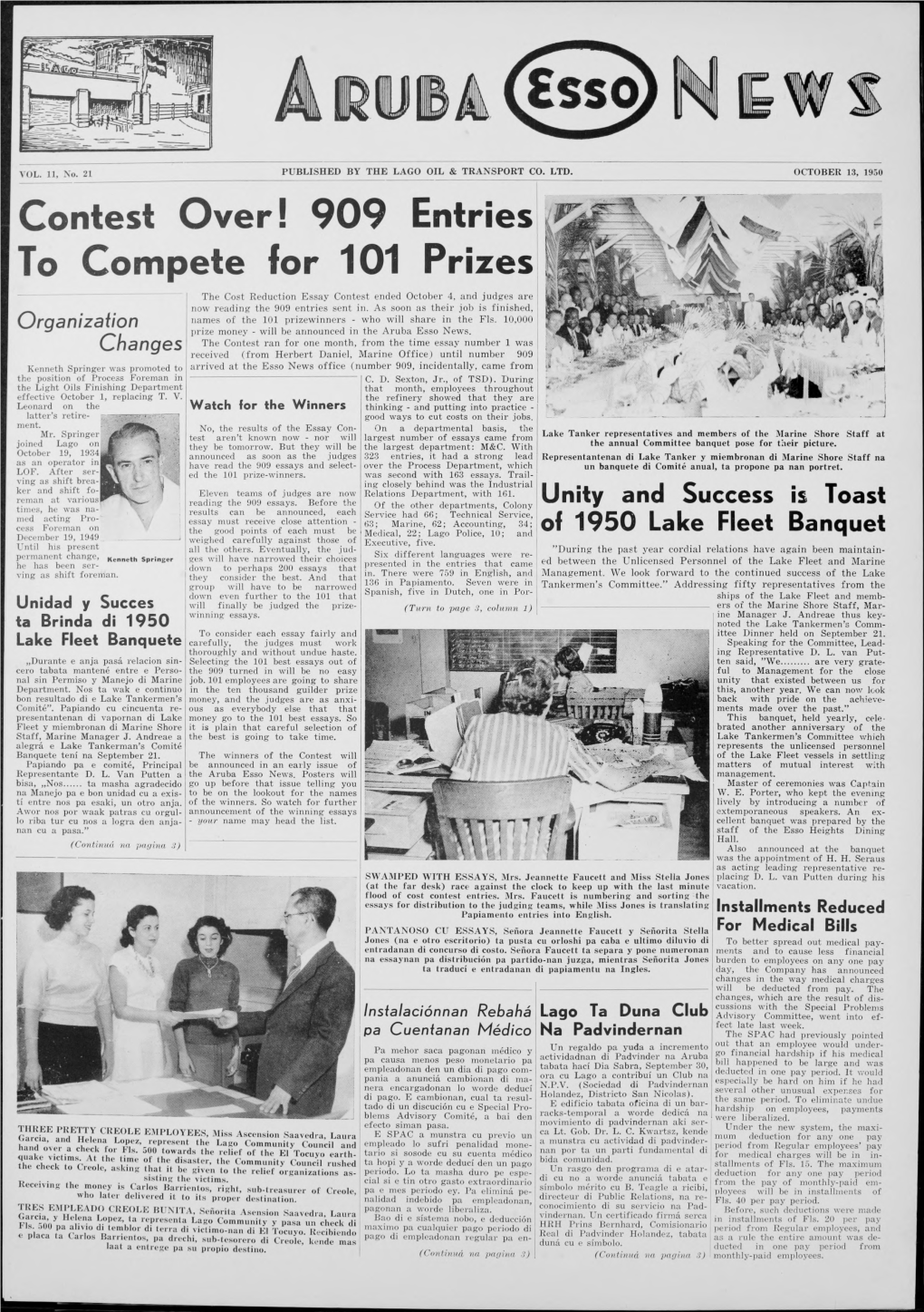 Fleet Banquet Th Good Points of Each Must Be | Medical, Lago Police, 10; and December 19 1949 Weighed Carefully Against Those of Executive, Five