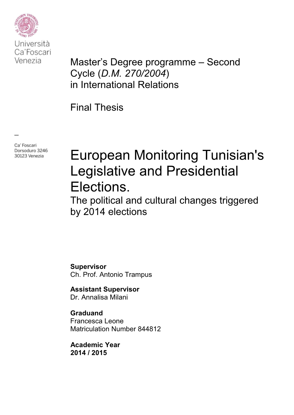 Chapter 3 Tunisian's Elections