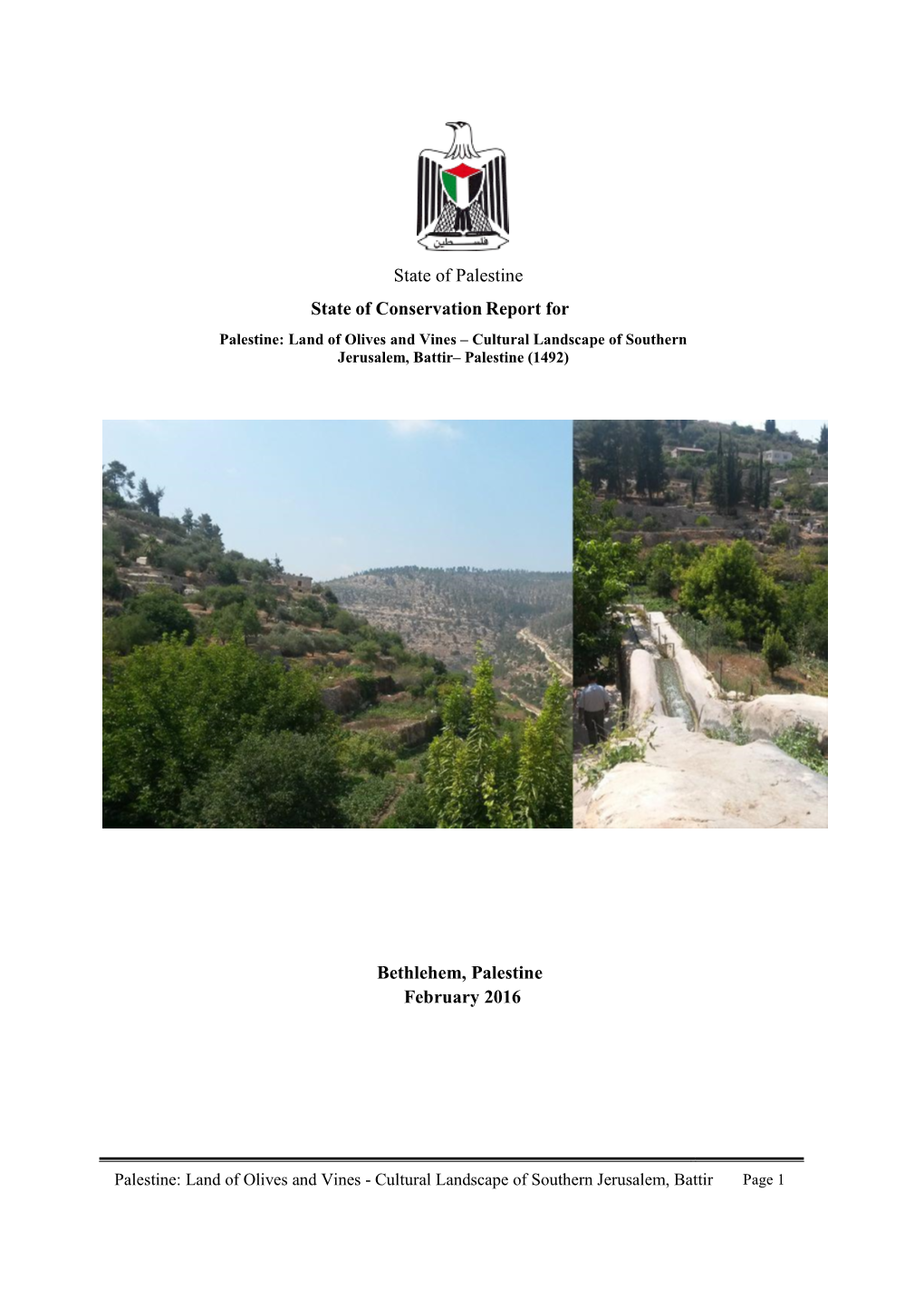 State of Palestine State of Conservation Report