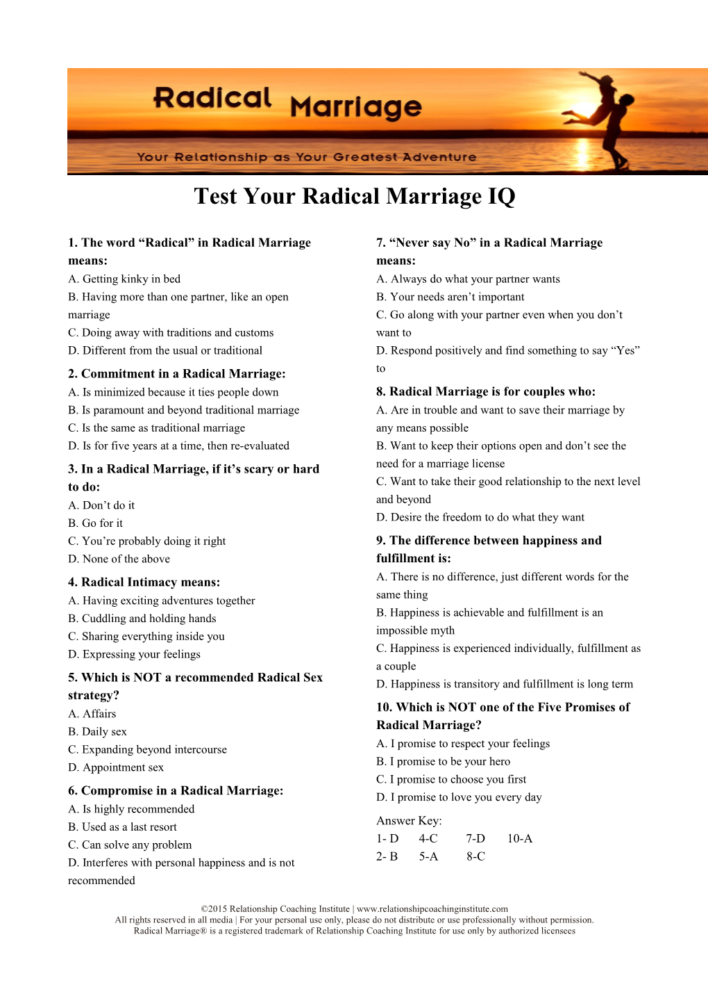 Test Your Radical Marriage IQ