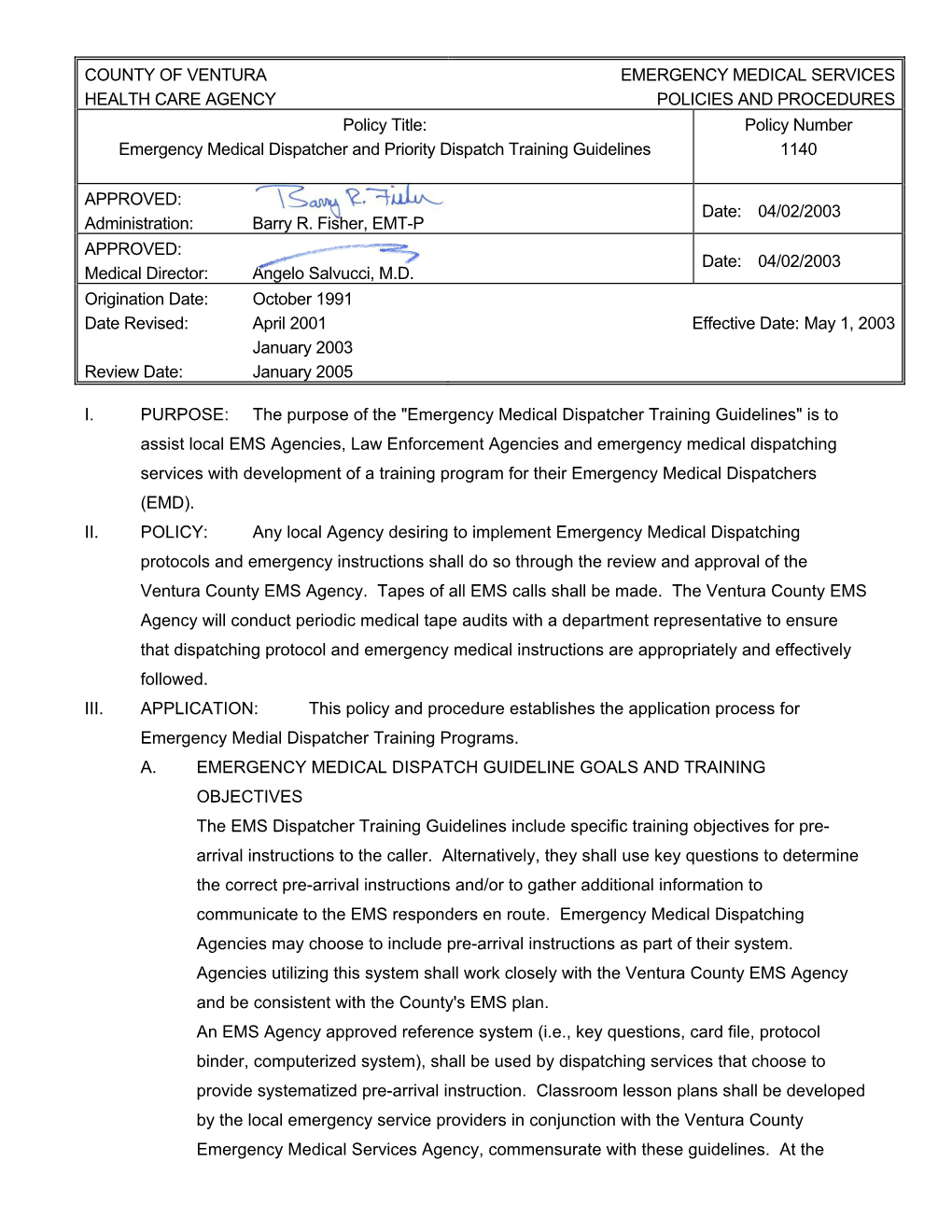 Emer Med Dispatcher Training Guidelines