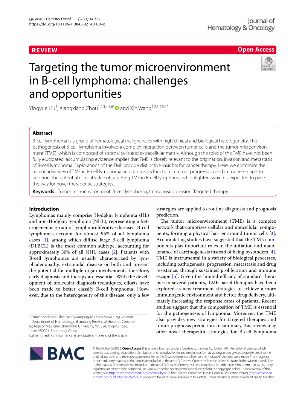 Targeting the Tumor Microenvironment in B-Cell Lymphoma