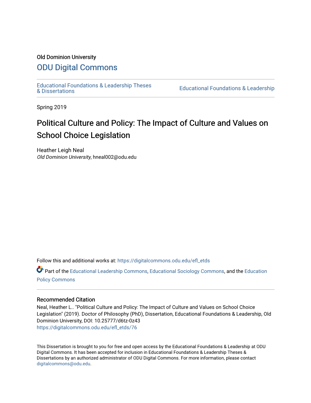 The Impact of Culture and Values on School Choice Legislation
