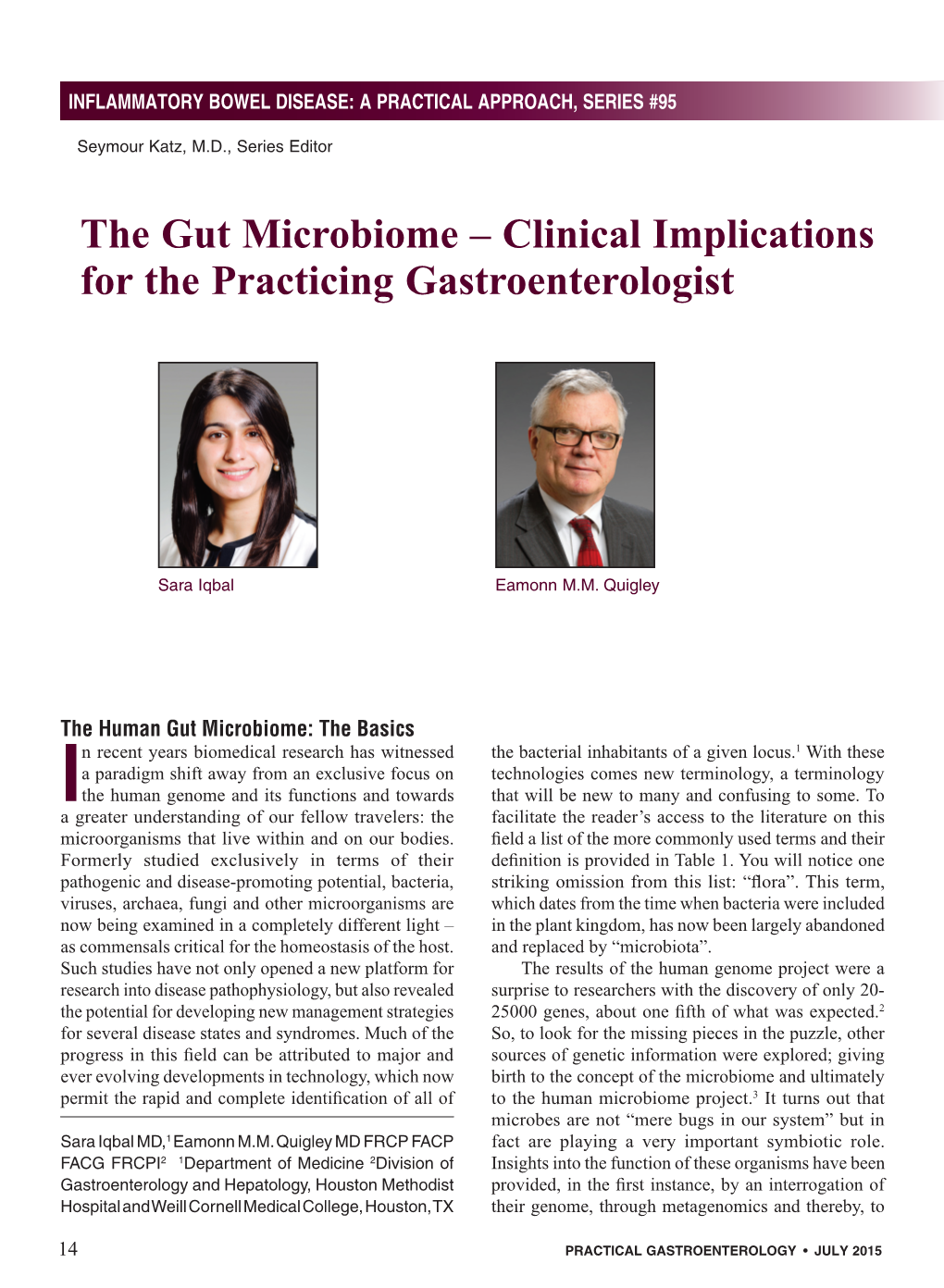 The Gut Microbiome – Clinical Implications for the Practicing Gastroenterologist