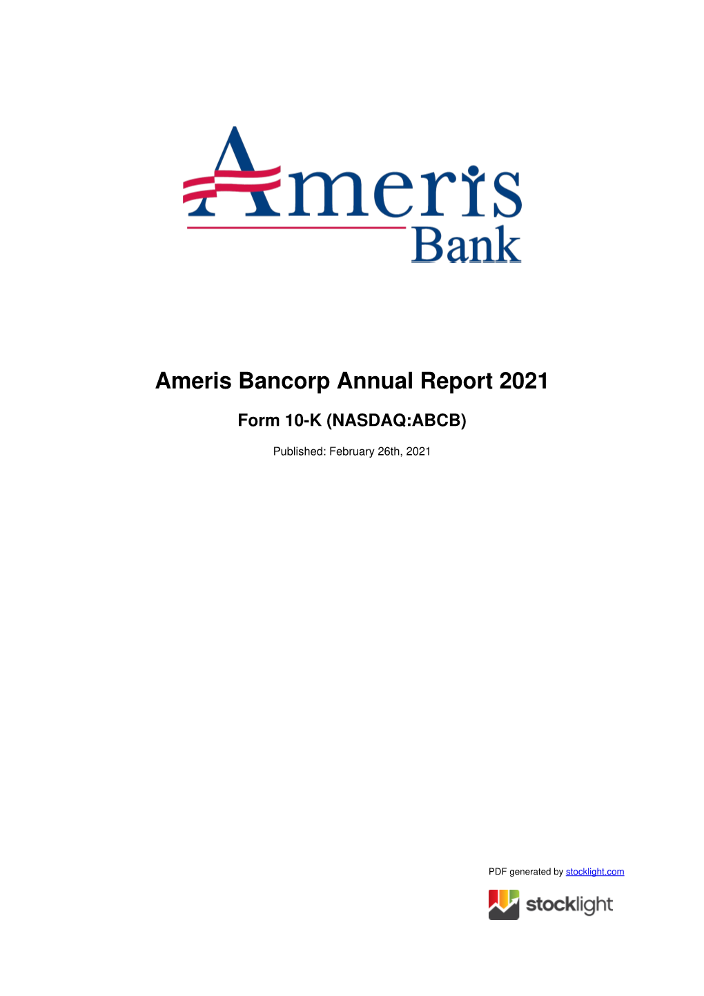 Ameris Bancorp Annual Report 2021