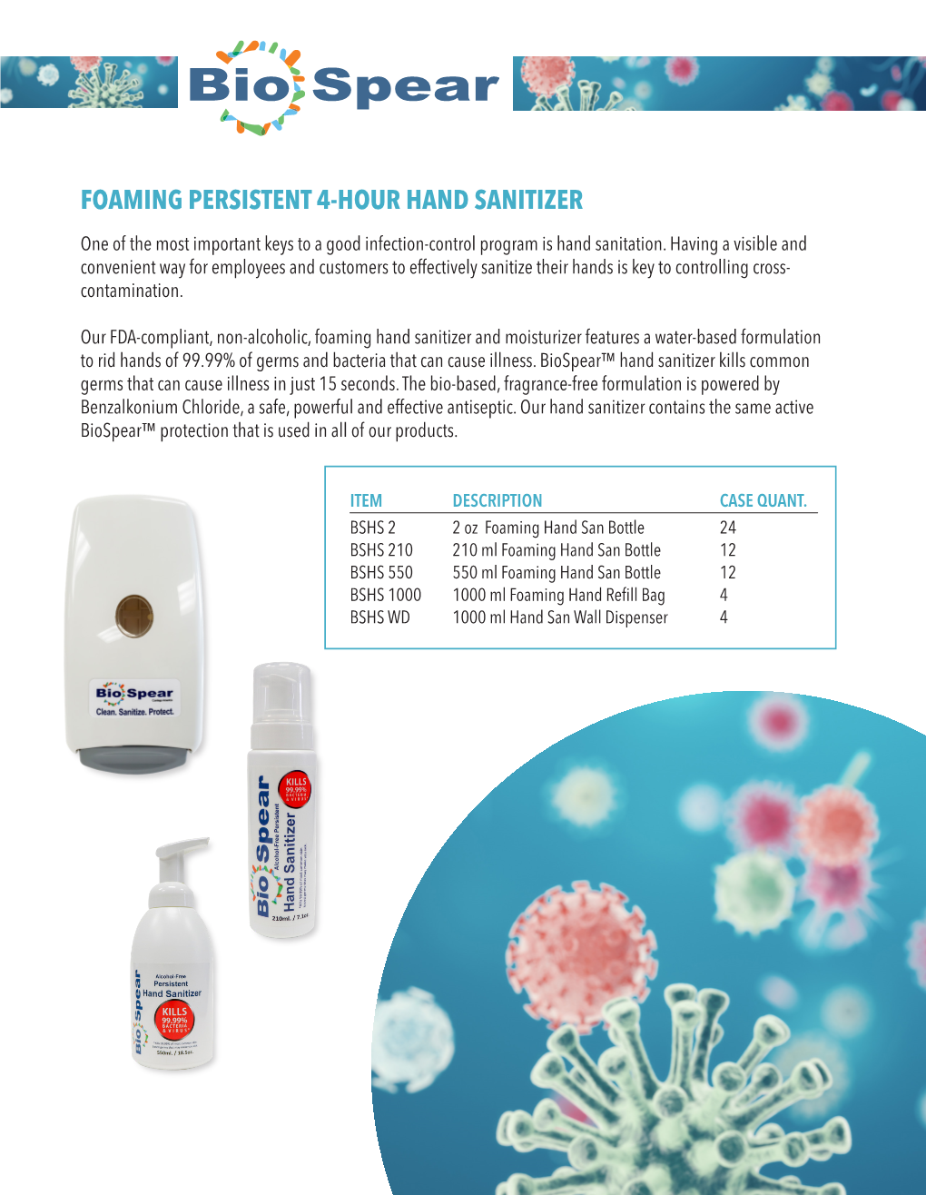 Biospear™ Hand Sanitizer Kills Common Germs That Can Cause Illness in Just 15 Seconds