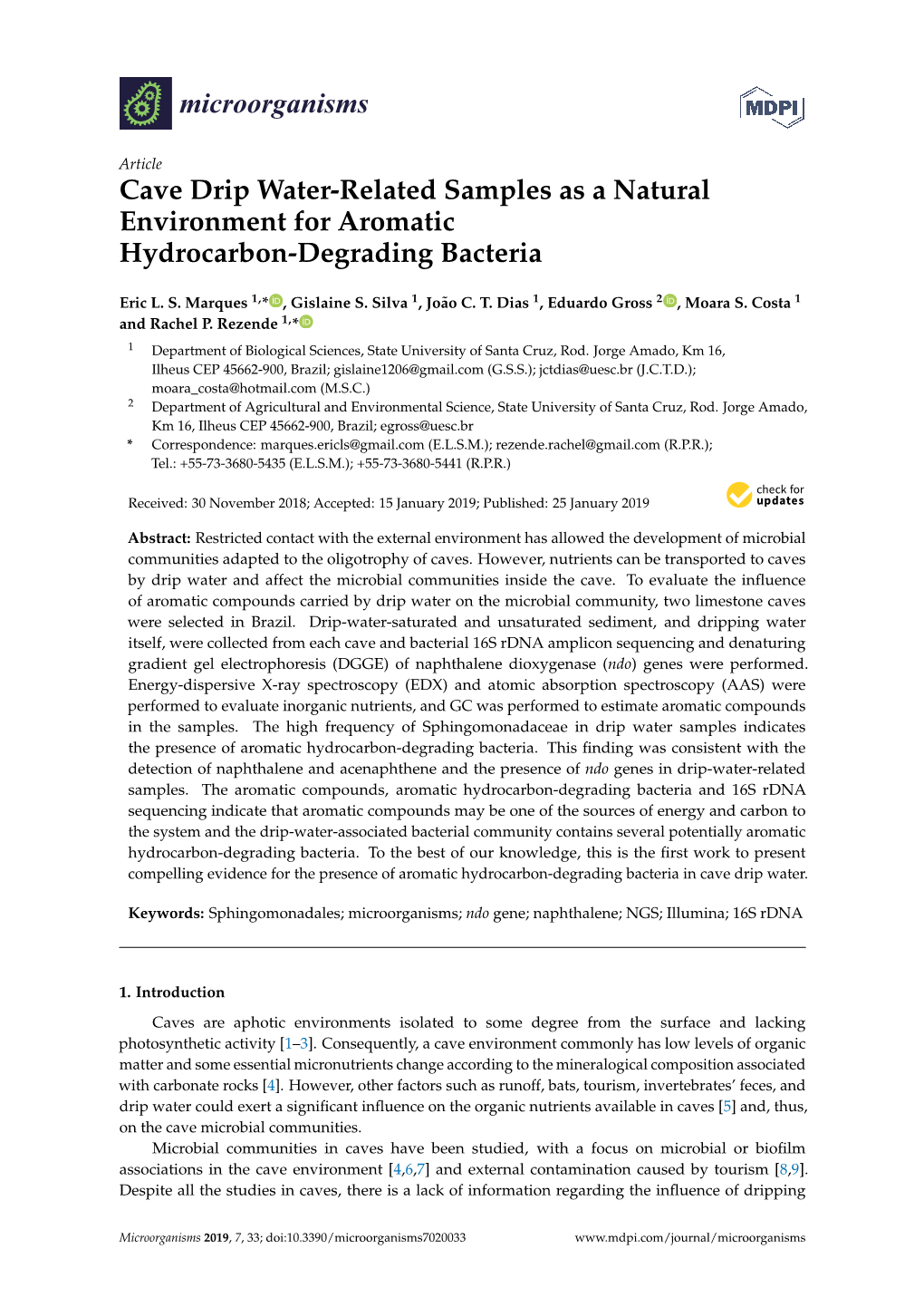 Cave Drip Water-Related Samples As a Natural Environment for Aromatic Hydrocarbon-Degrading Bacteria