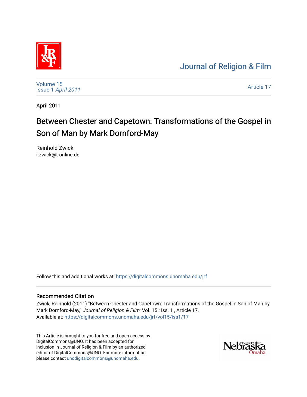 Transformations of the Gospel in Son of Man by Mark Dornford-May