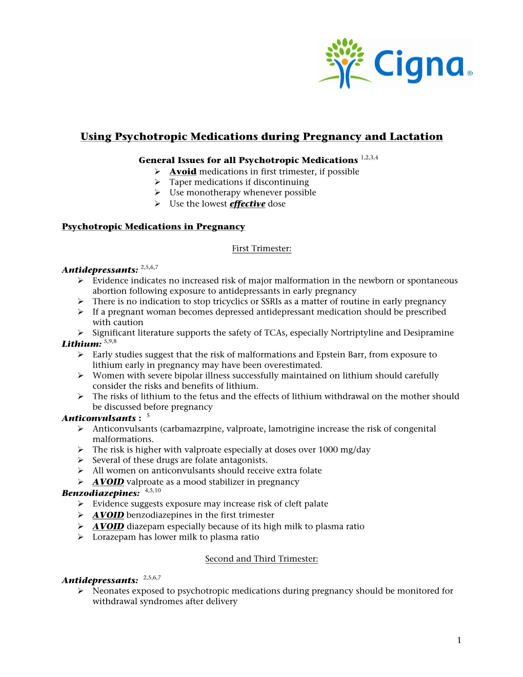 Using Psychotropic Medications During Pregnancy and Lactation