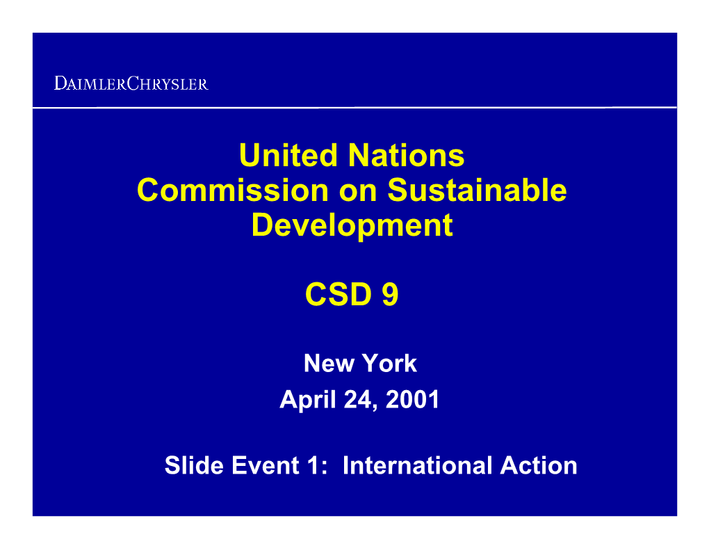 United Nations Commission on Sustainable Development CSD 9