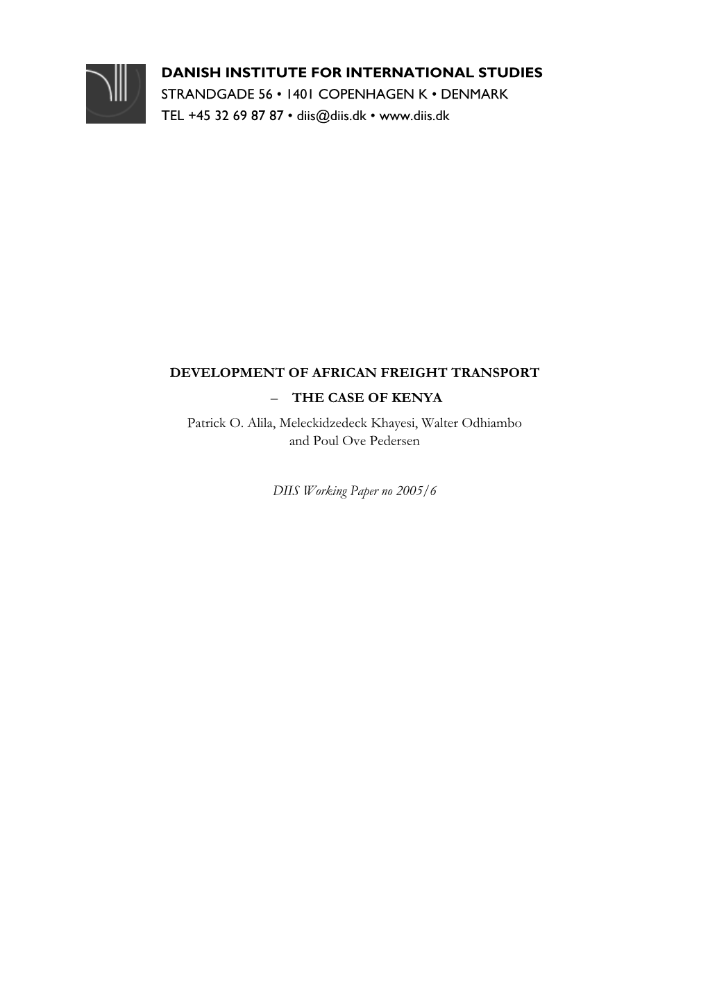 DEVELOPMENT of AFRICAN FREIGHT TRANSPORT – the CASE of KENYA Patrick O