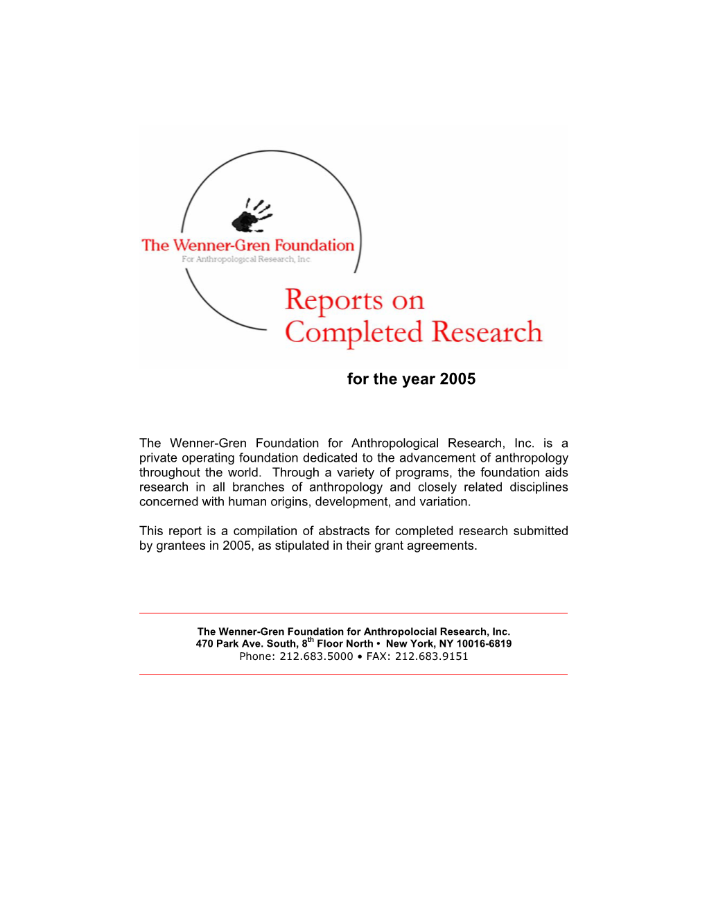 Reports on Completed Research