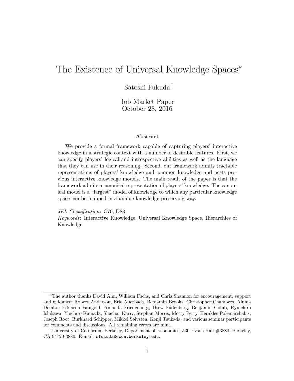 The Existence of Universal Knowledge Spaces∗