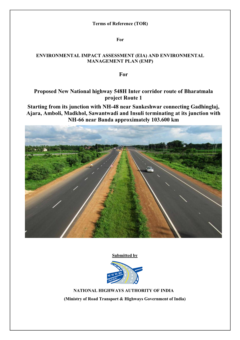 Proposed New National Highway 548H Inter Corridor Route Of