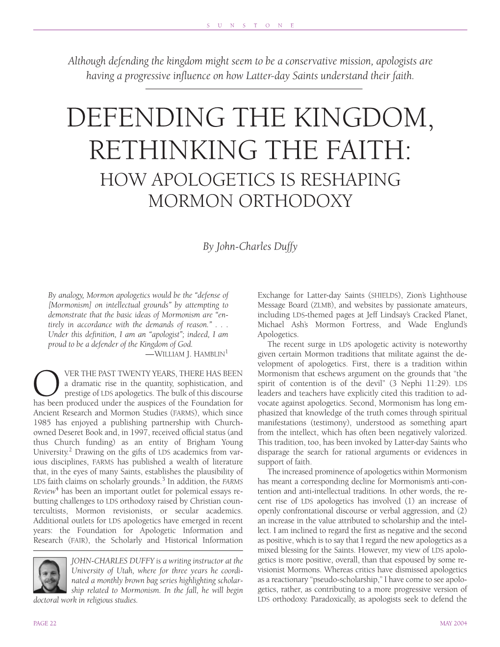 Defending the Kingdom, Rethinking the Faith: How Apologetics Is Reshaping Mormon Orthodoxy