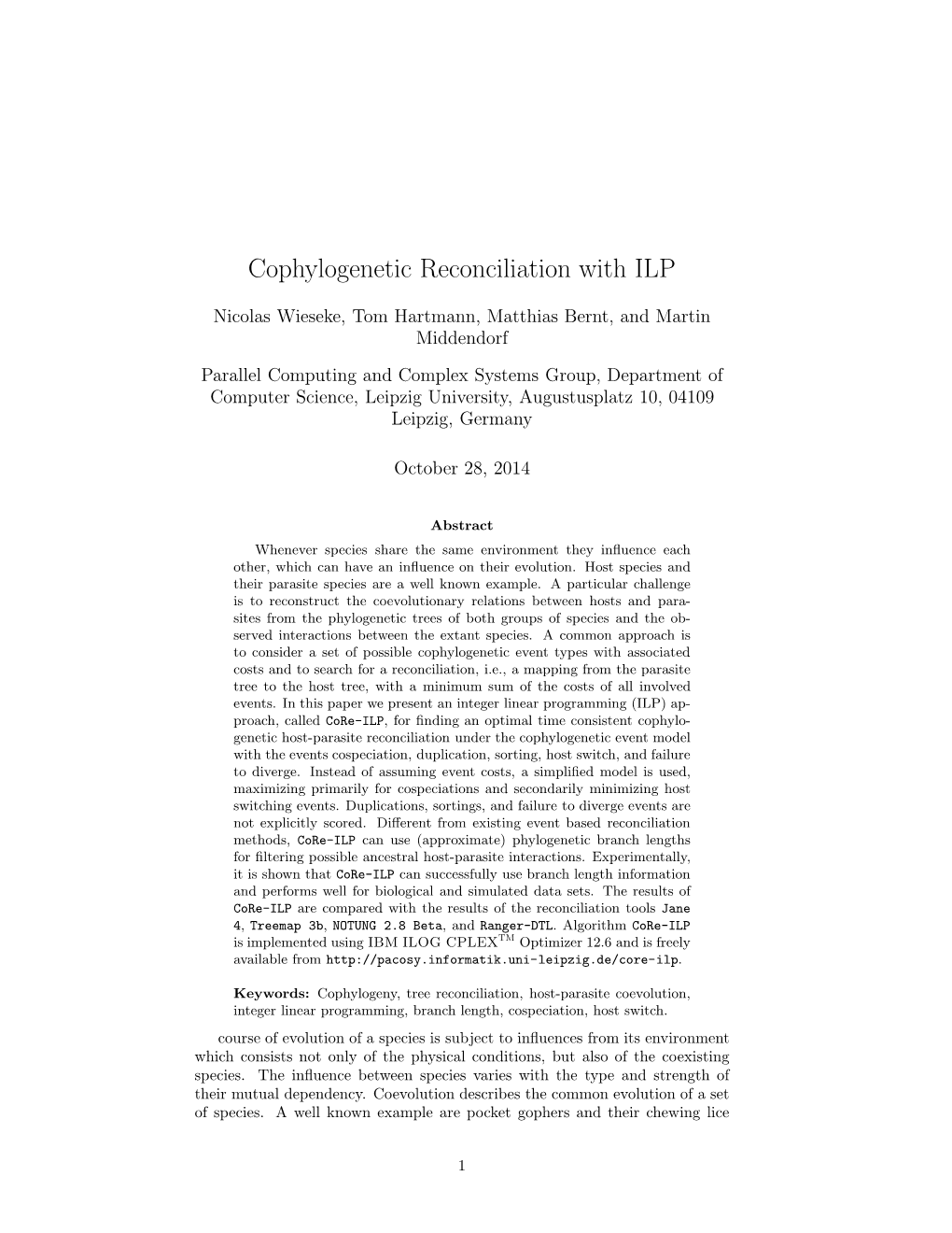 Cophylogenetic Reconciliation with ILP