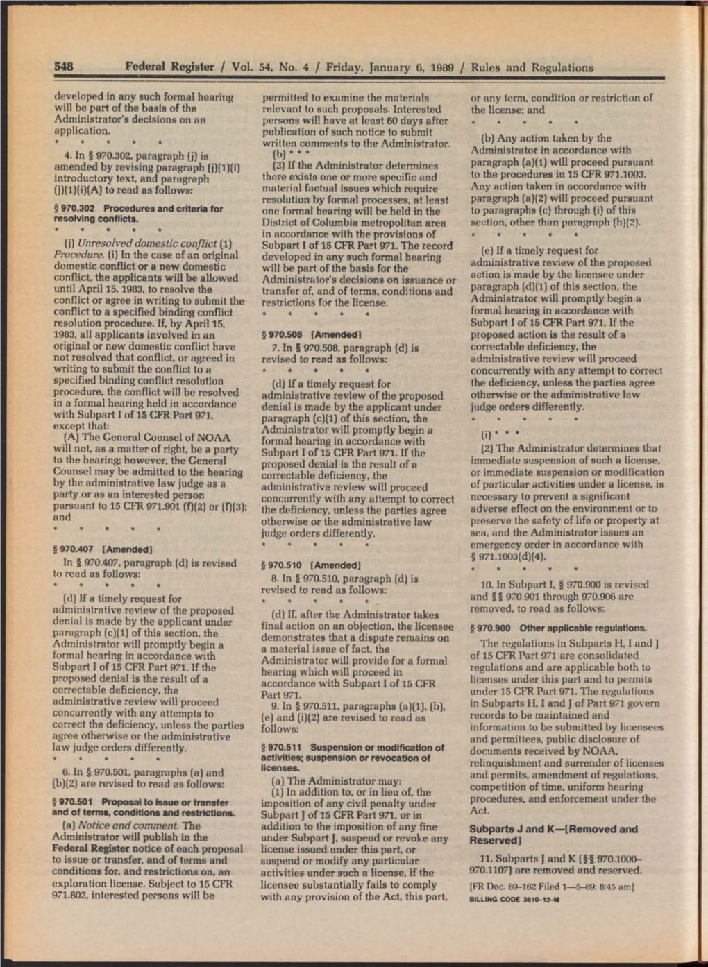 Federal Register / Vol. 54, No. 4 / Friday, January 6, 1989 / Rules and Regulations