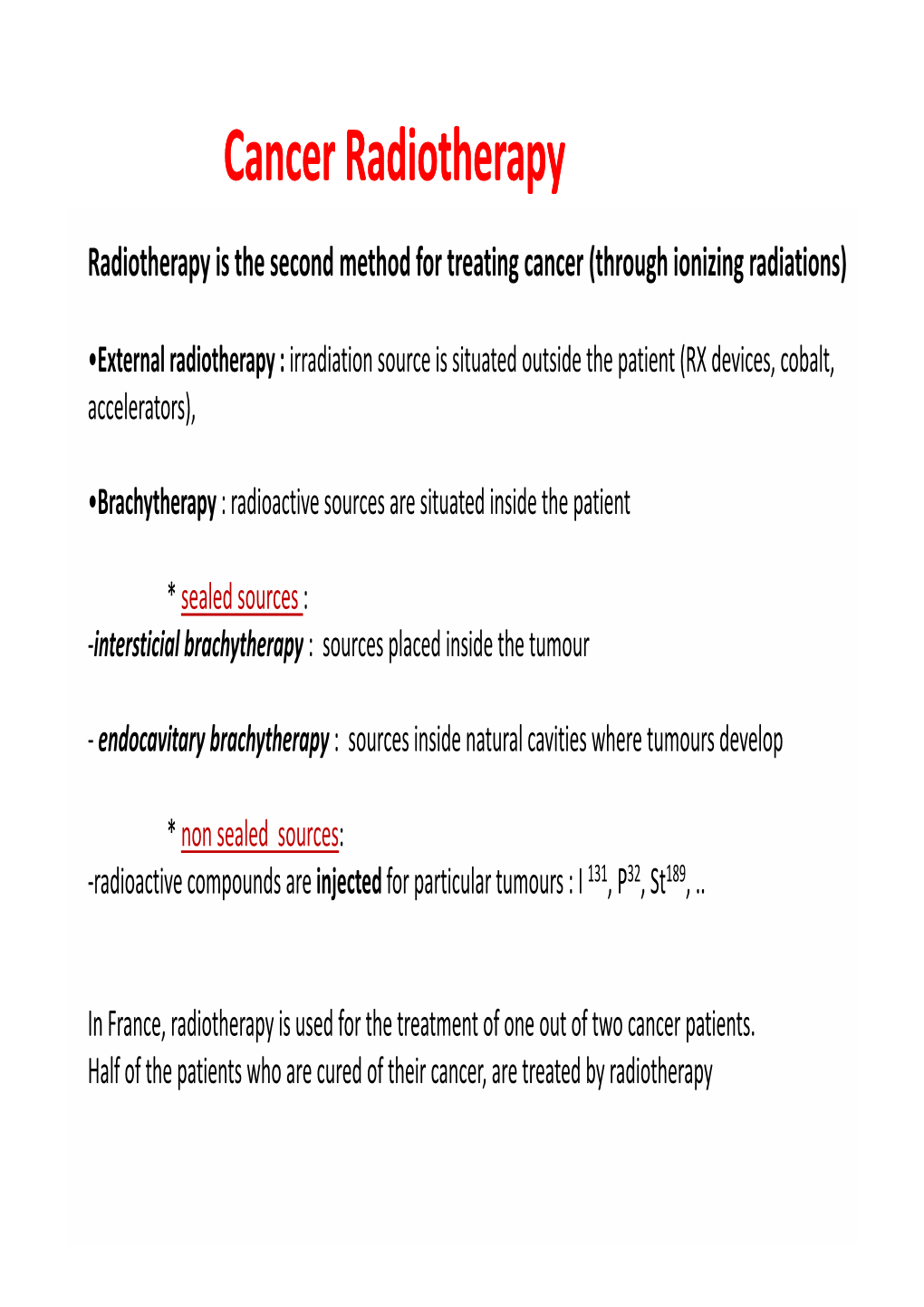Radiotherapy Is the Second Method for Treating Cancer (Through Ionizing Radiations)