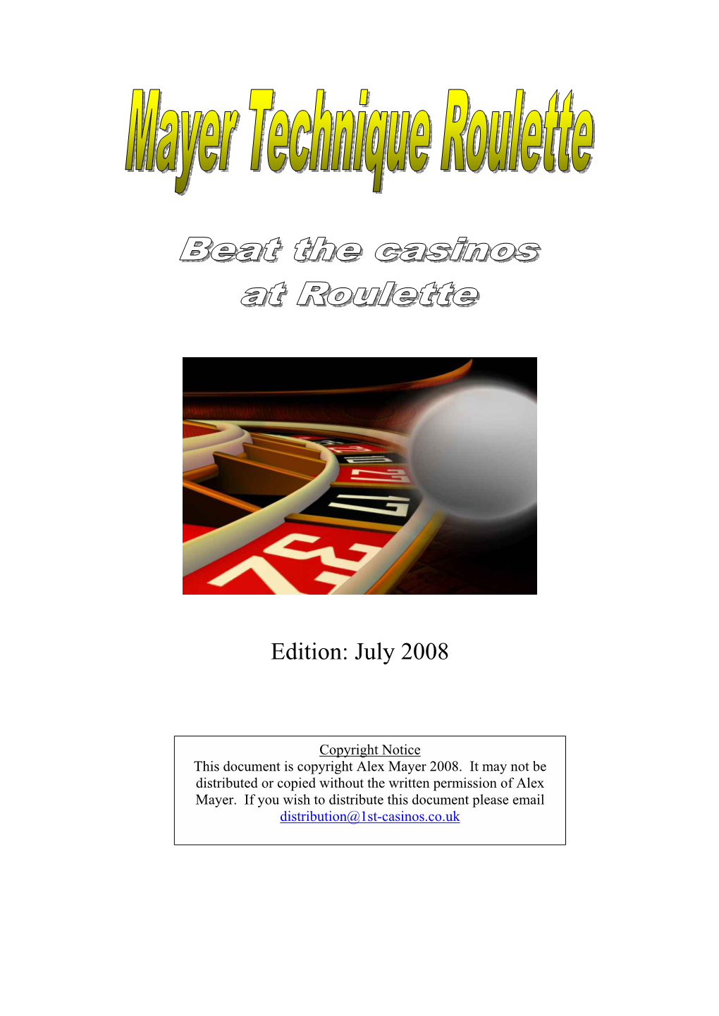 Mayer Technique Roulette Alex Mayer