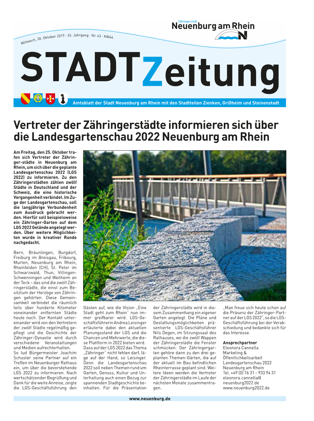 Vertreter Der Zähringerstädte Informieren Sich Über Die Landesgartenschau 2022 Neuenburg Am Rhein