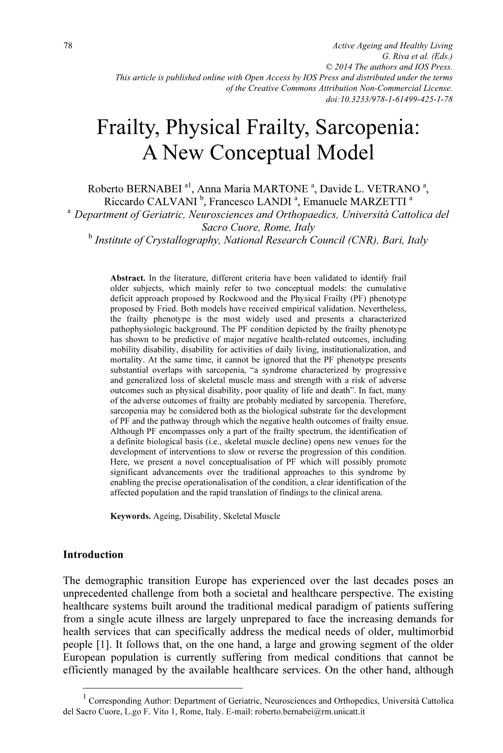 Frailty, Physical Frailty, Sarcopenia: a New Conceptual Model