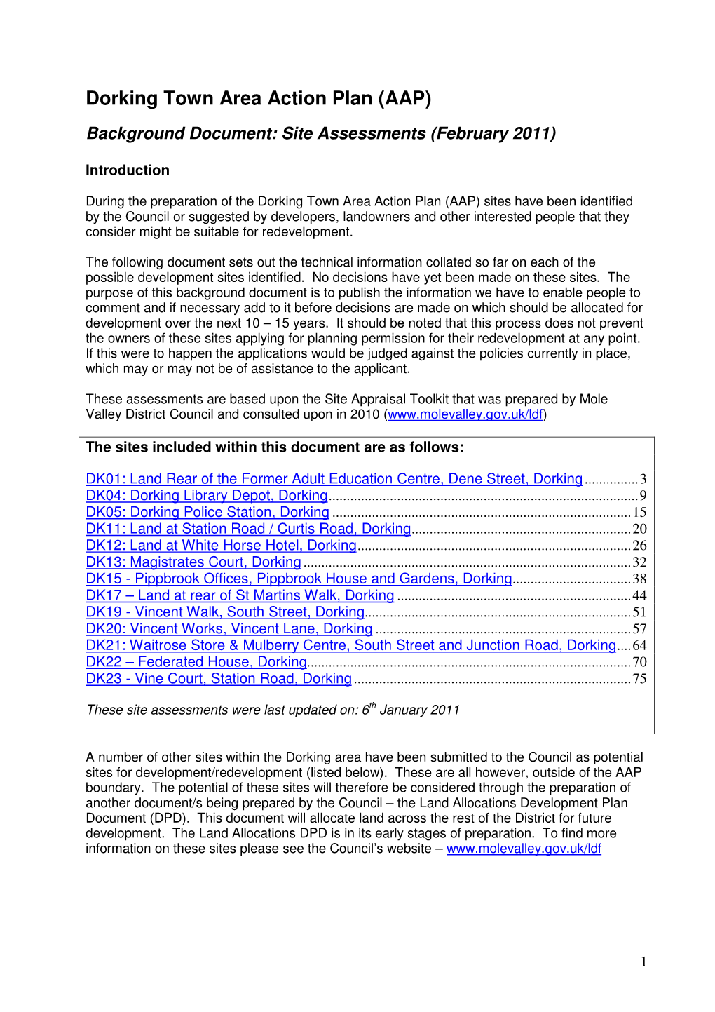 Dorking Town Area Action Plan (AAP)