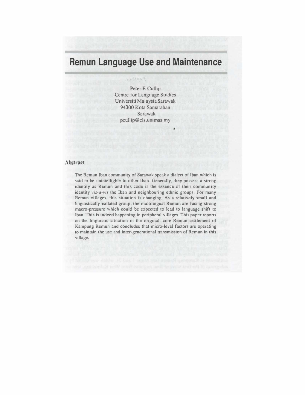 Remun Language Use and Maintenance