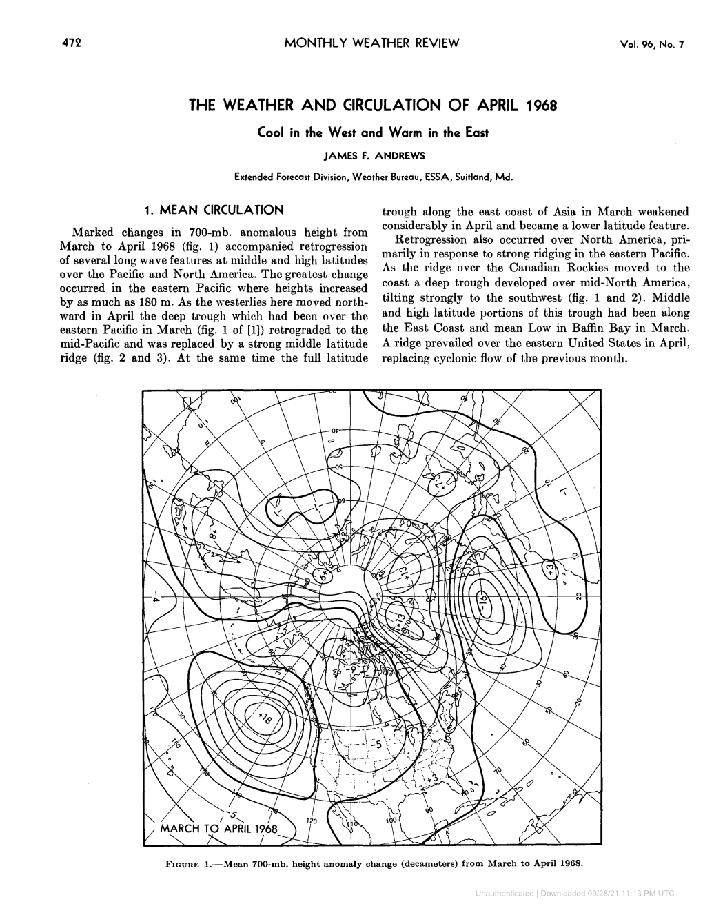 The Weather and Circulation of April 1968