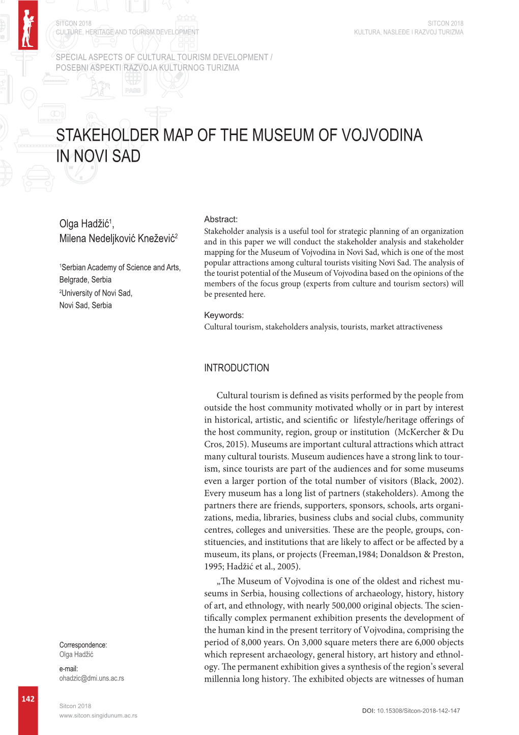Stakeholder Map of the Museum of Vojvodina in Novi Sad