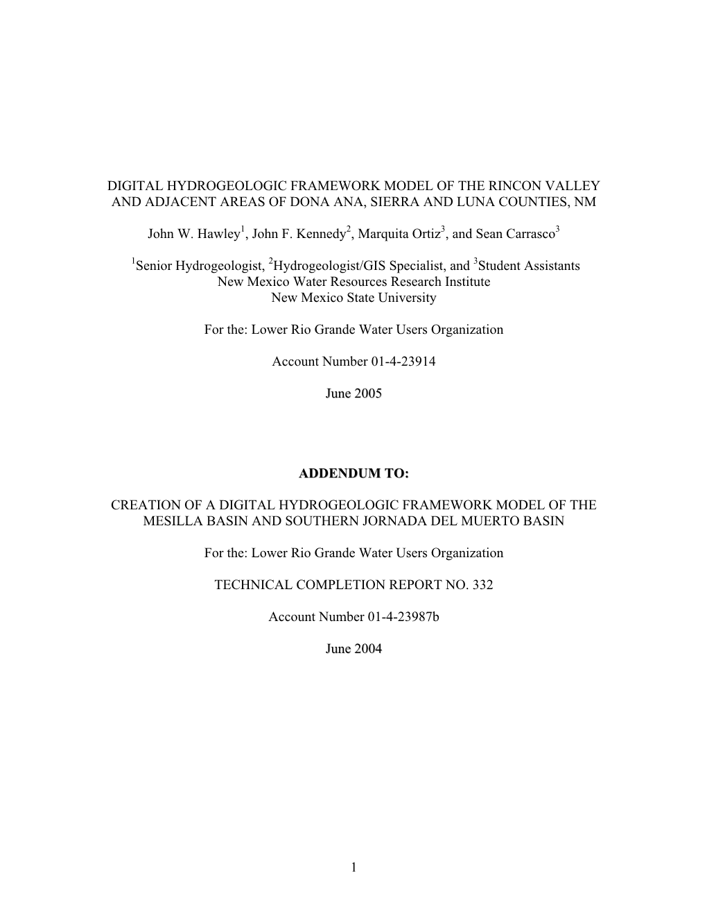 1 Digital Hydrogeologic Framework Model of The