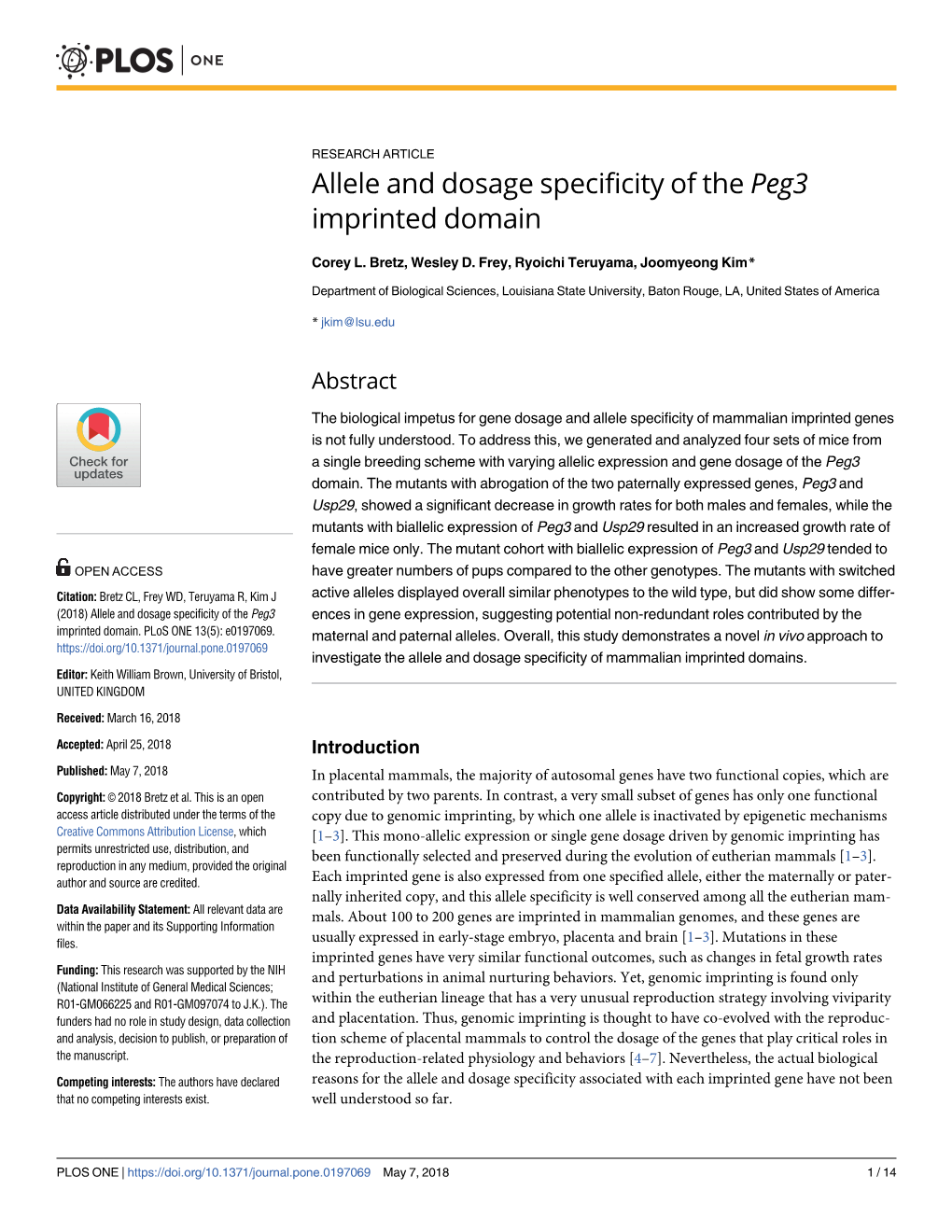 Allele and Dosage Specificity of the Peg3 Imprinted Domain