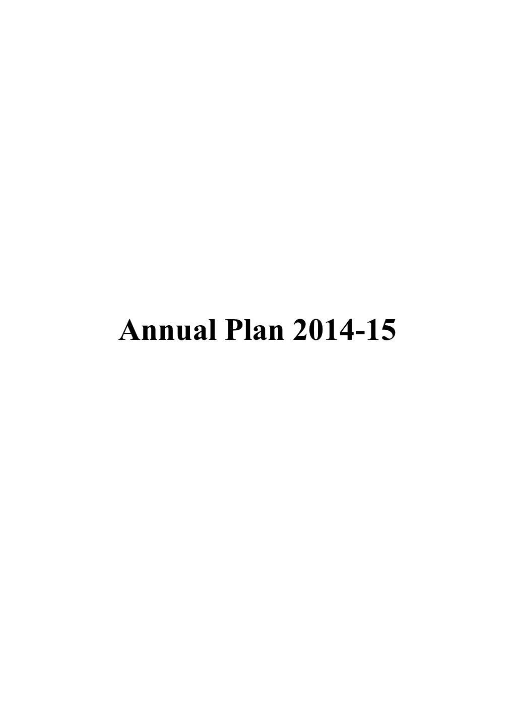 Annual Plan 2014-2015