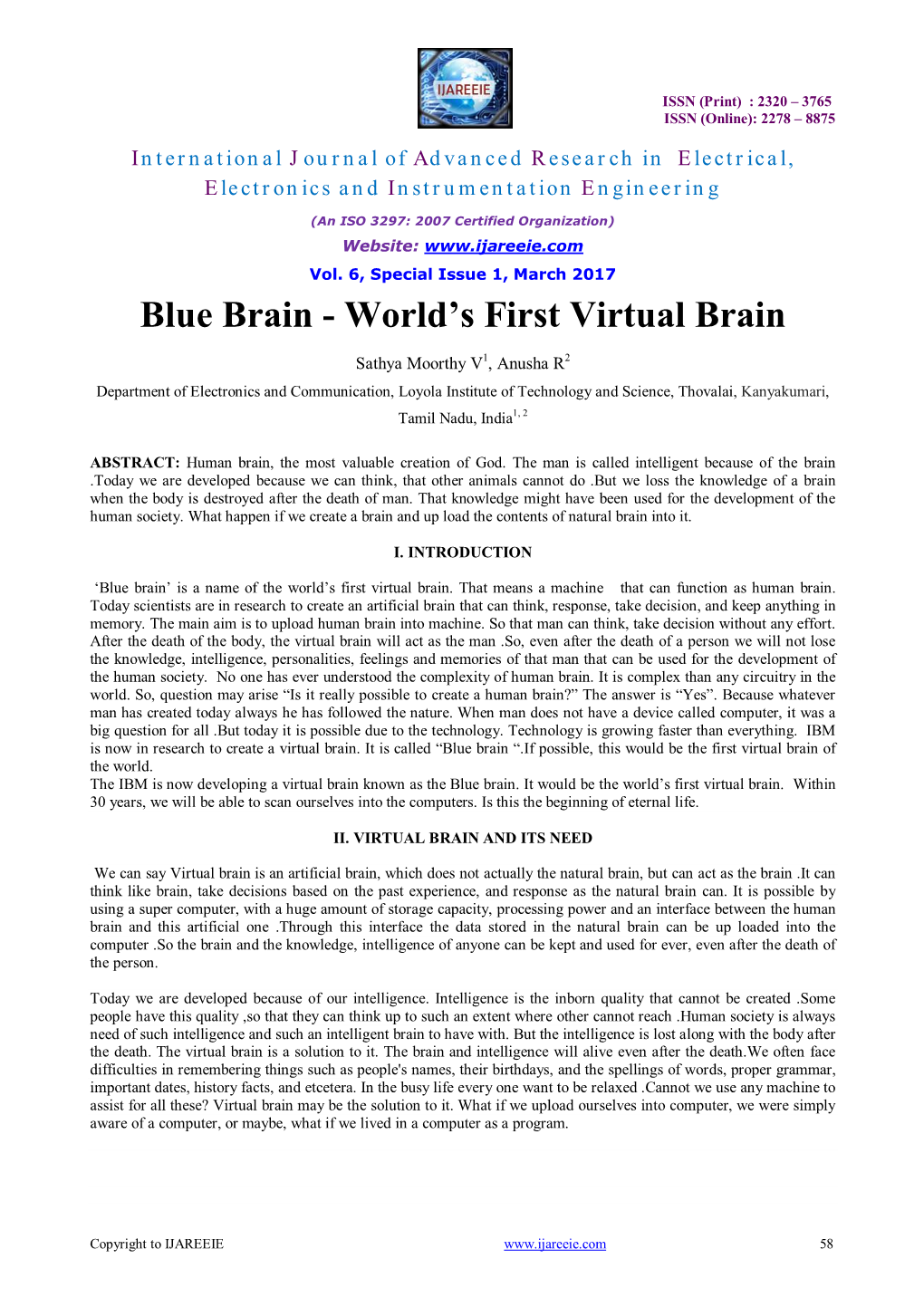 Blue Brain - World’S First Virtual Brain