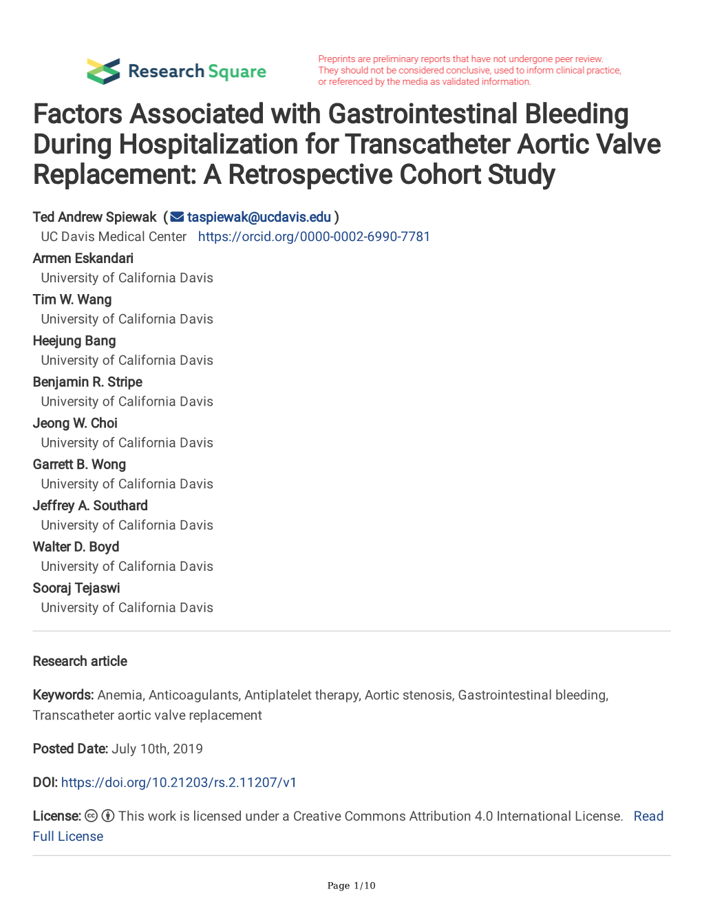 Factors Associated with Gastrointestinal Bleeding During Hospitalization for Transcatheter Aortic Valve Replacement: a Retrospective Cohort Study