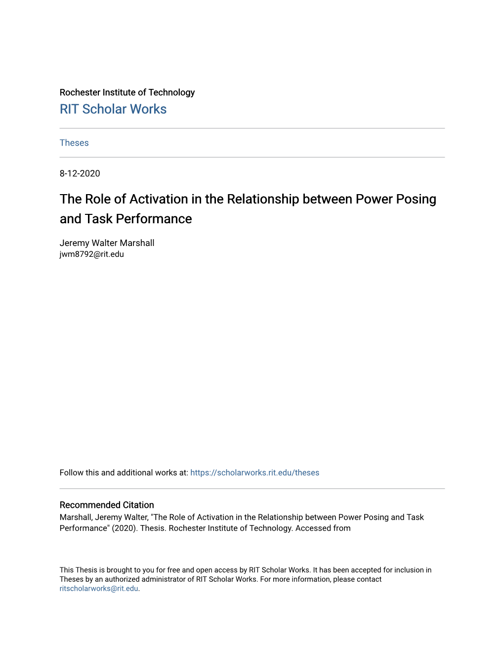 The Role of Activation in the Relationship Between Power Posing and Task Performance