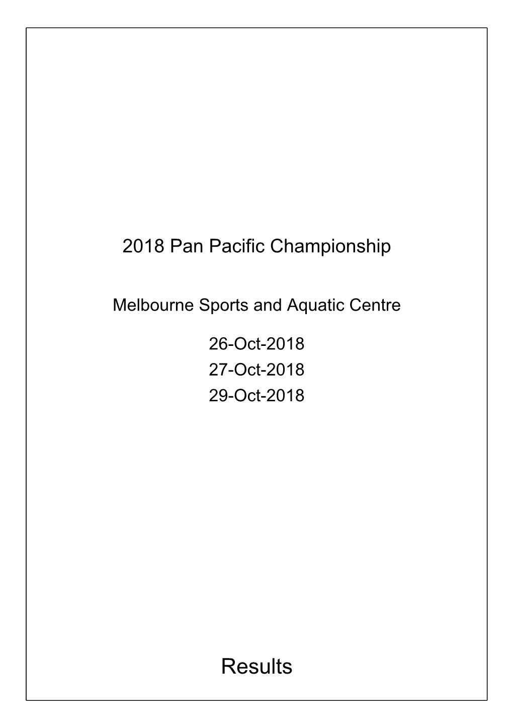 Results 2018 Pan Pacific Championship, 26-Oct-2018 - Results Generated: 05-May-2020 14:47:49