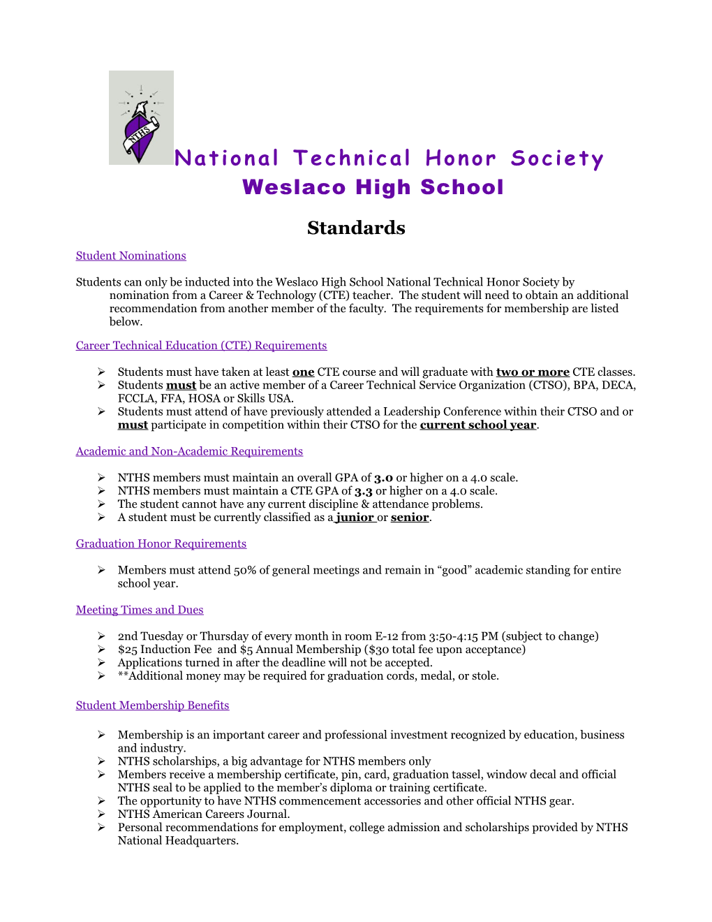 National Technical Honor Society Weslaco High School