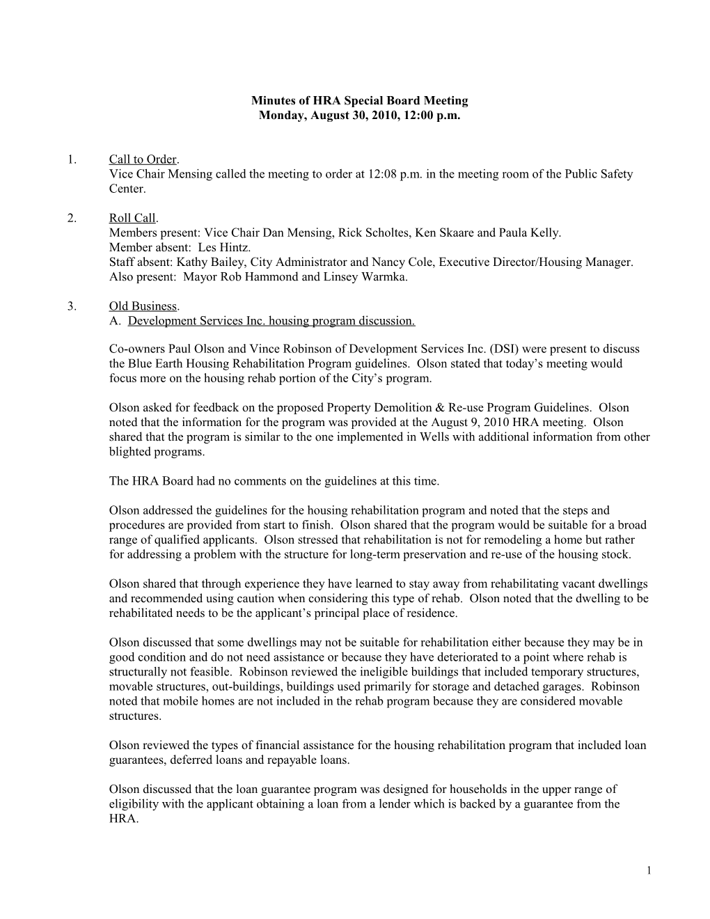 Minutes of HRA Regular Board Meeting s1